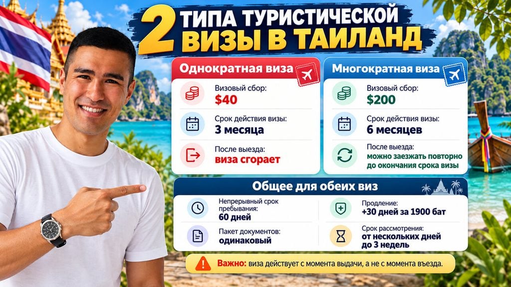 Разница между однократной и многократной туристической визой в Таиланд